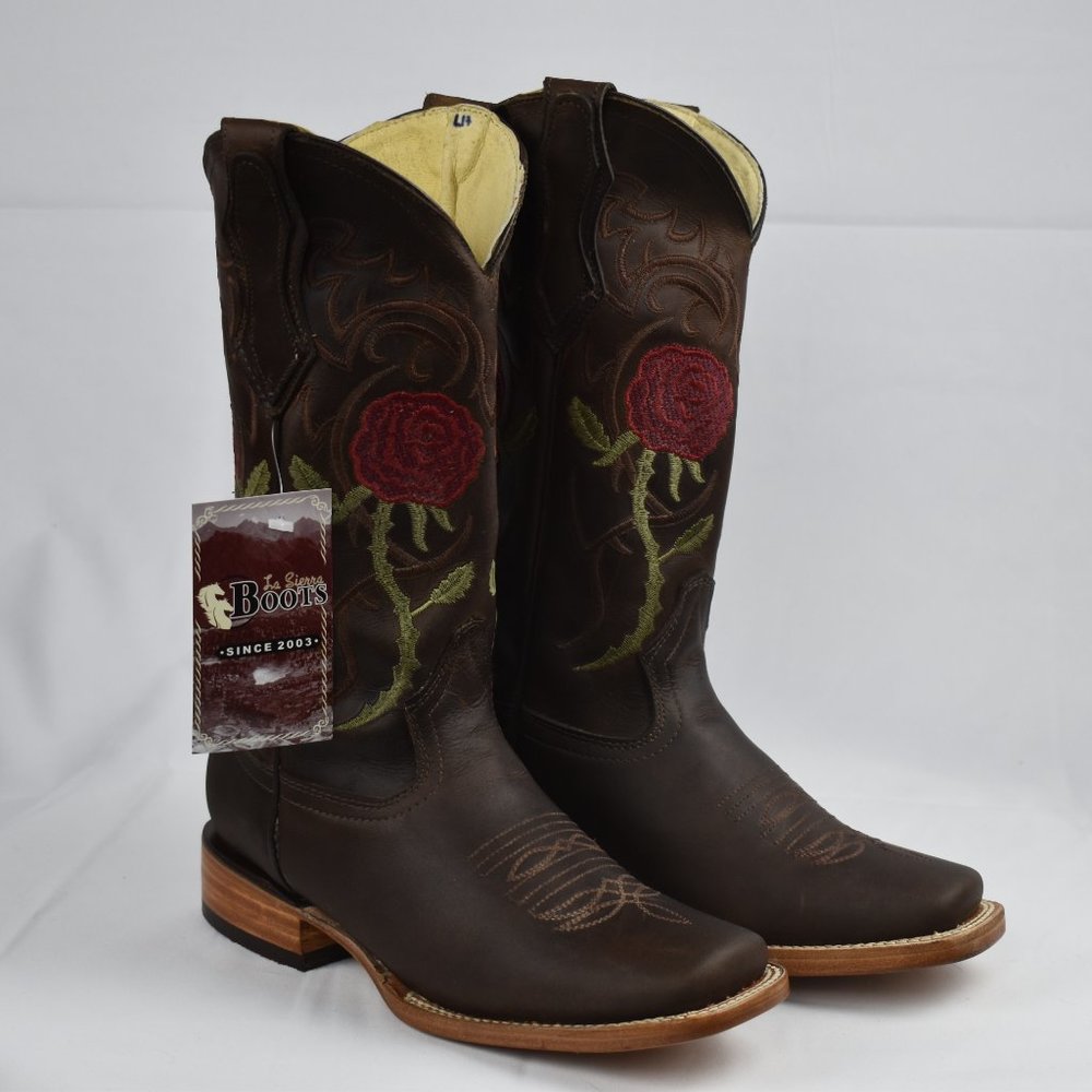 La Vie En Roses Chocolate Brown Western Boots - Picture 5 of 7